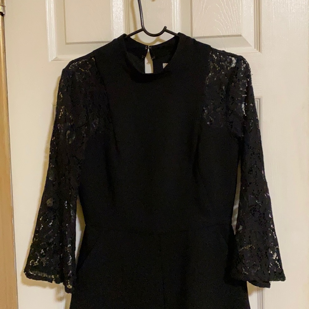 Bcb generation black romper with lace sleeves